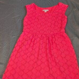 Vibrant Pink/Red CB Established 1962 Sleeveless Eyelet Dress Size 4 Petite